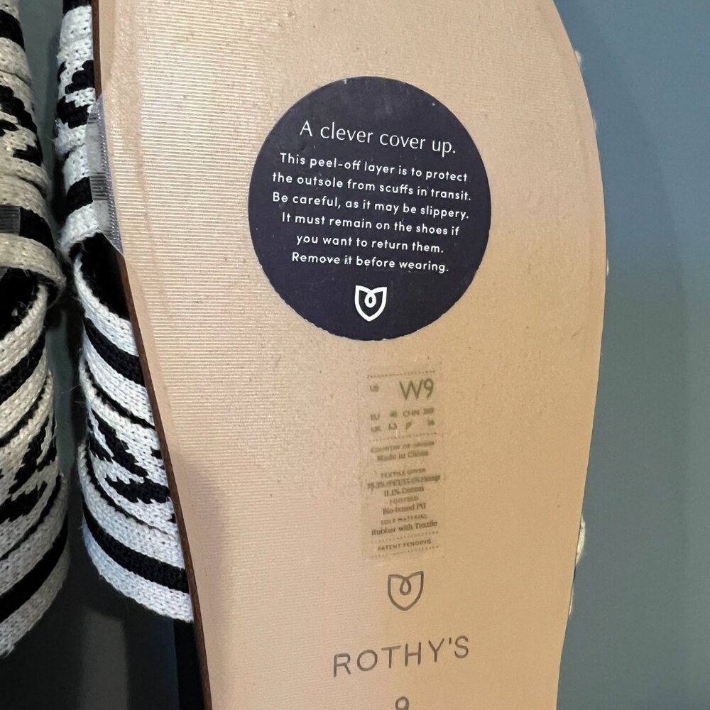 Rothys The Hemp Slide Black & Tan Womens size 9, Brand New With Box - Picture 4 of 7